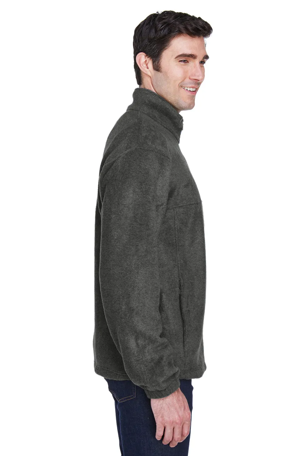 Harriton Mens Pill Resistant Fleece Full Zip Jacket - Charcoal Grey