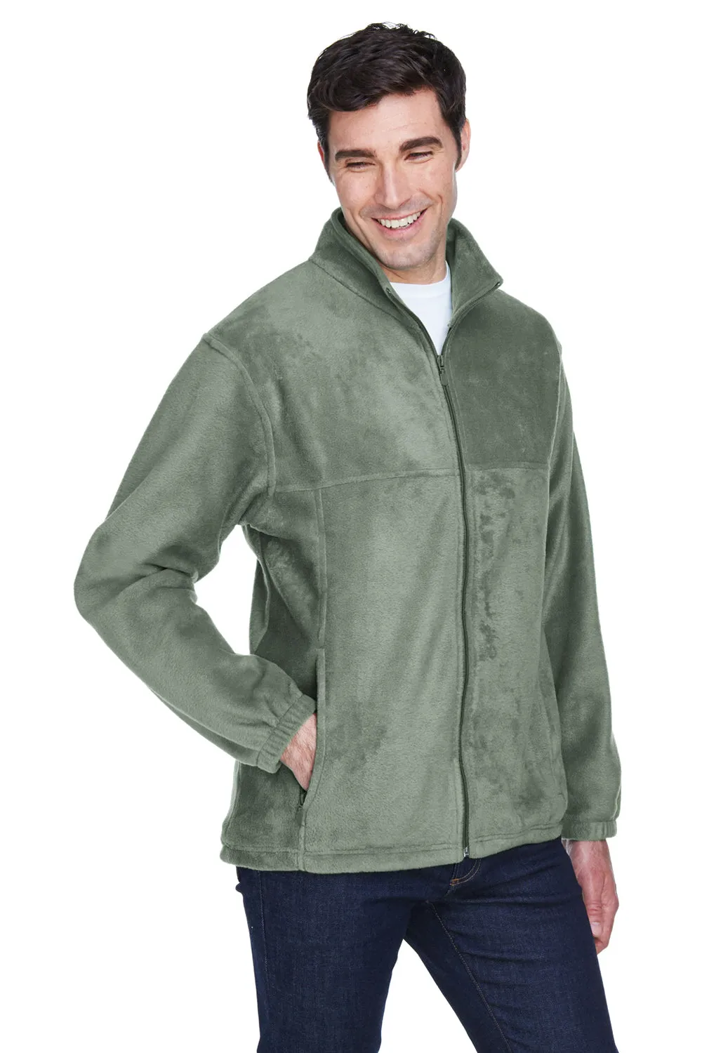 Harriton Mens Pill Resistant Fleece Full Zip Jacket - Dill Green
