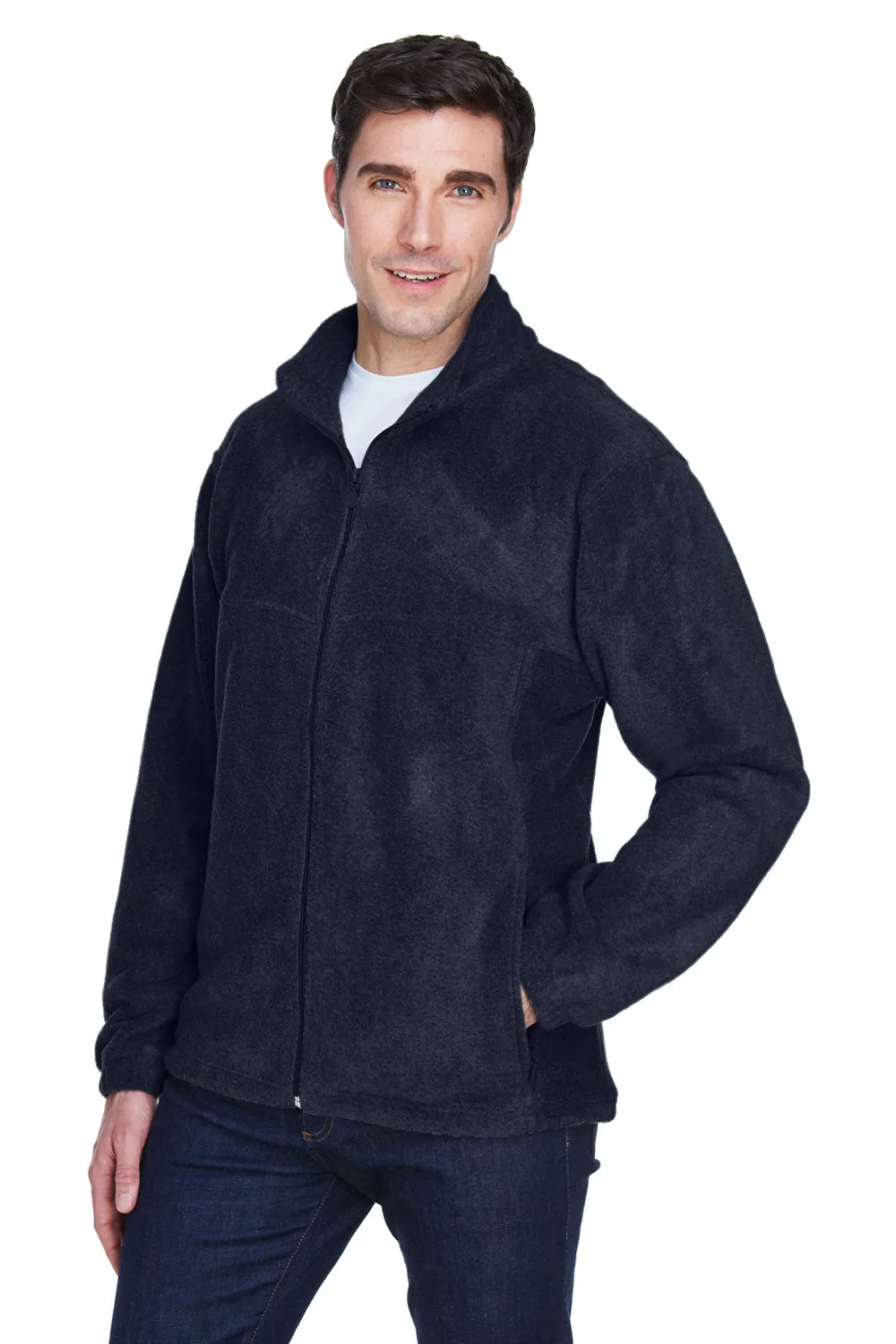 Harriton Mens Pill Resistant Fleece Full Zip Jacket - Navy Blue