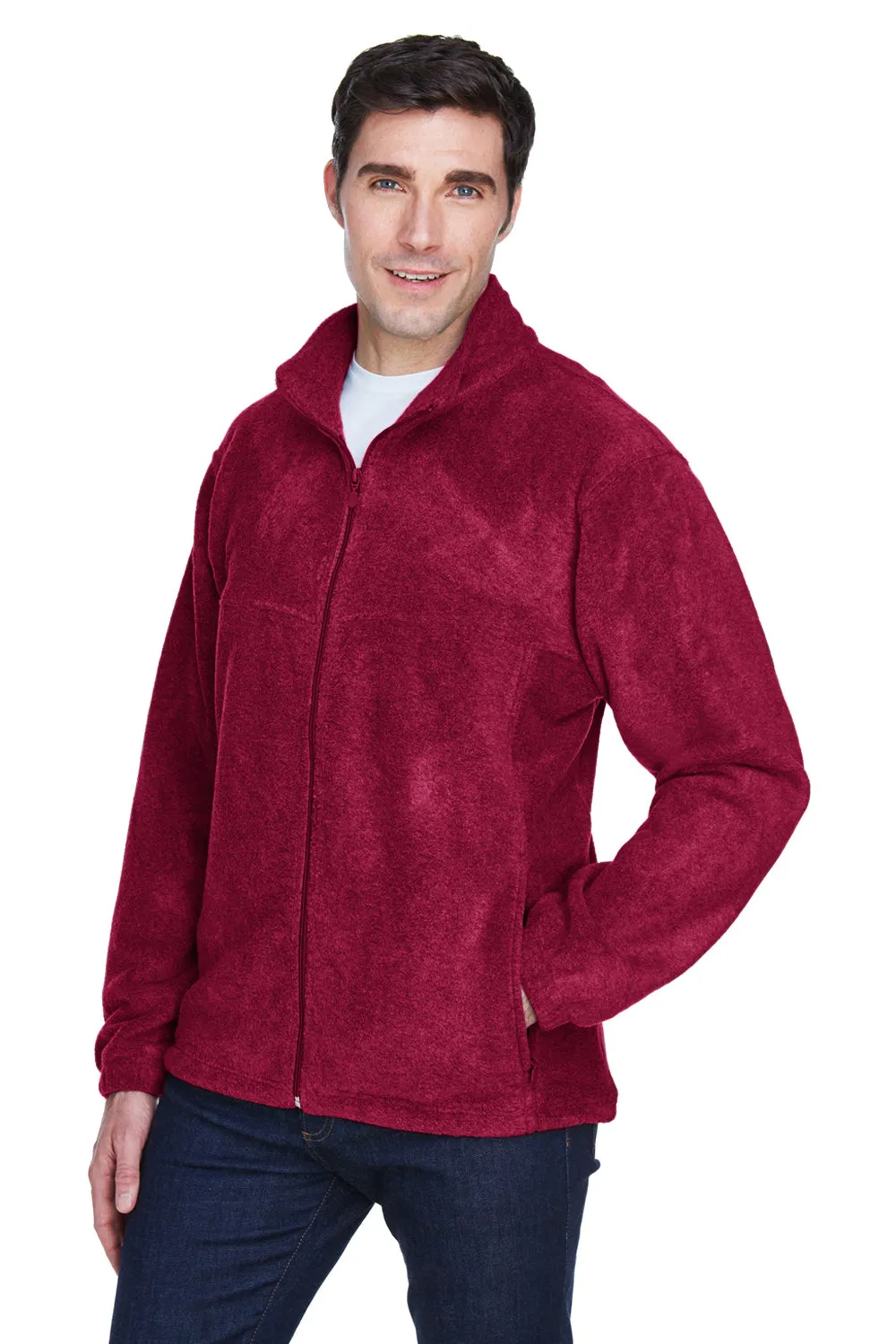 Harriton Mens Pill Resistant Fleece Full Zip Jacket - Wine