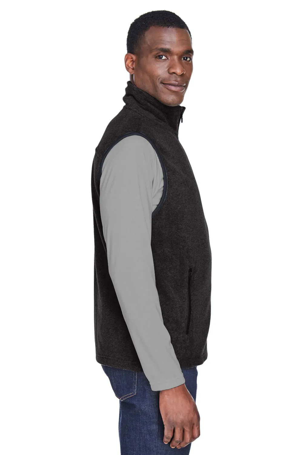 Harriton Mens Pill Resistant Fleece Full Zip Vest - Black