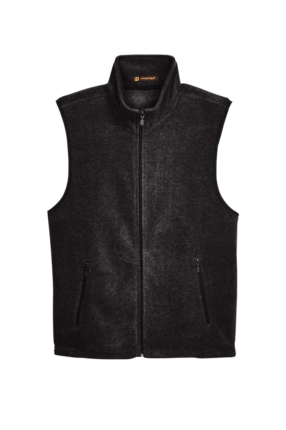 Harriton Mens Pill Resistant Fleece Full Zip Vest - Black
