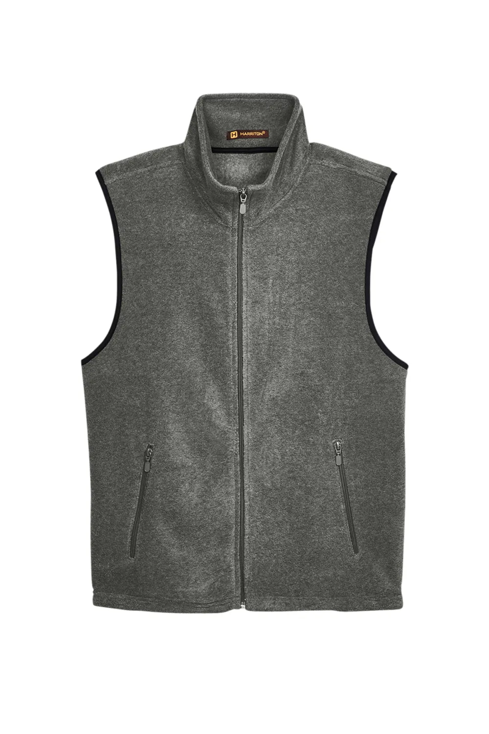 Harriton Mens Pill Resistant Fleece Full Zip Vest - Charcoal Grey