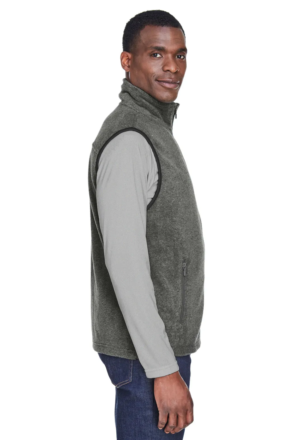 Harriton Mens Pill Resistant Fleece Full Zip Vest - Charcoal Grey