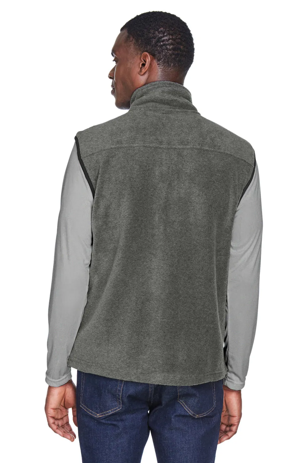 Harriton Mens Pill Resistant Fleece Full Zip Vest - Charcoal Grey