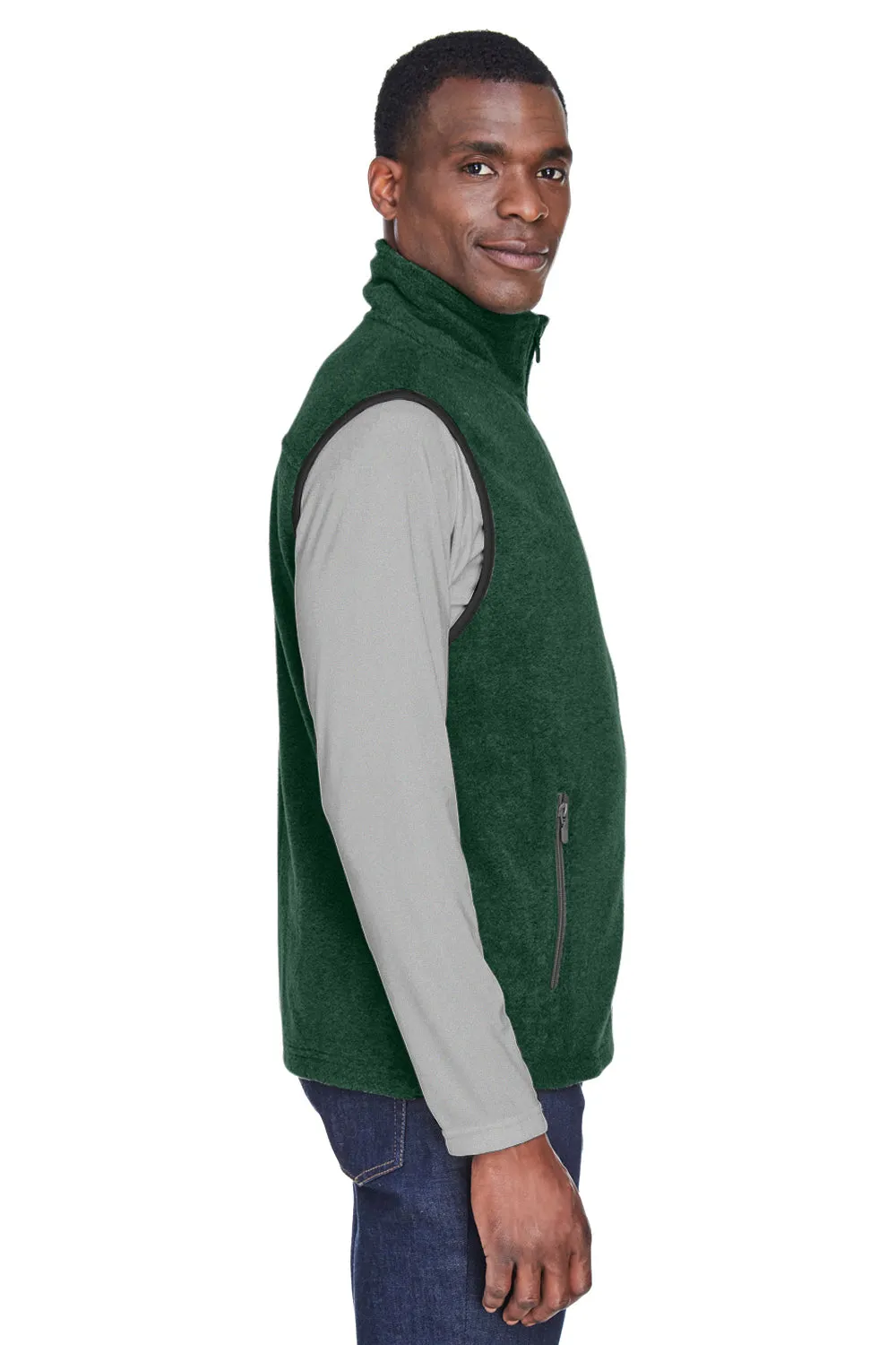 Harriton Mens Pill Resistant Fleece Full Zip Vest - Hunter Green