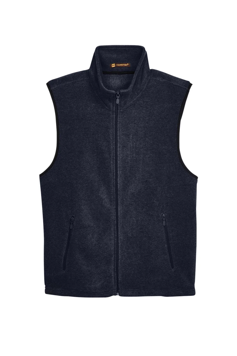 Harriton Mens Pill Resistant Fleece Full Zip Vest - Navy Blue