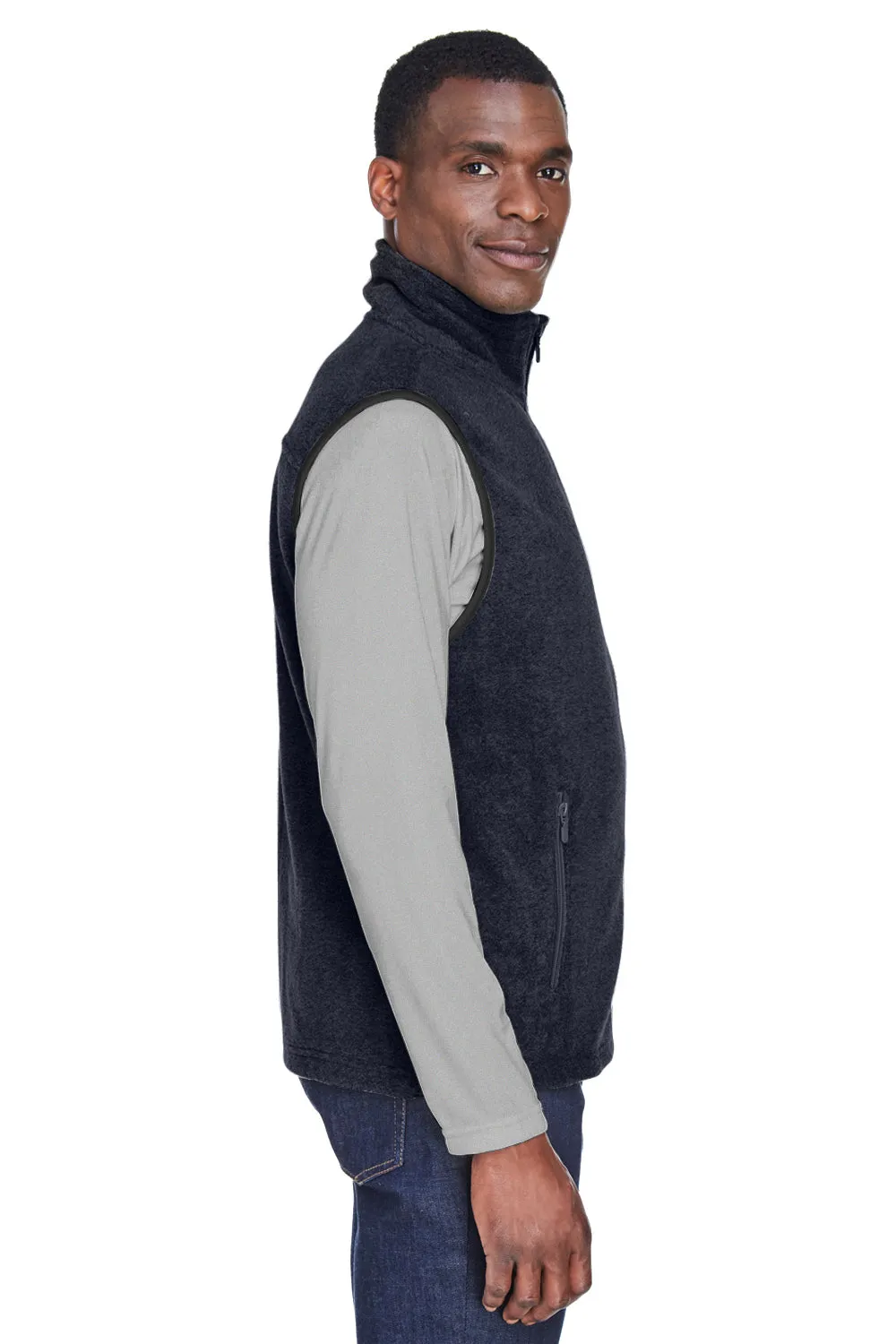 Harriton Mens Pill Resistant Fleece Full Zip Vest - Navy Blue