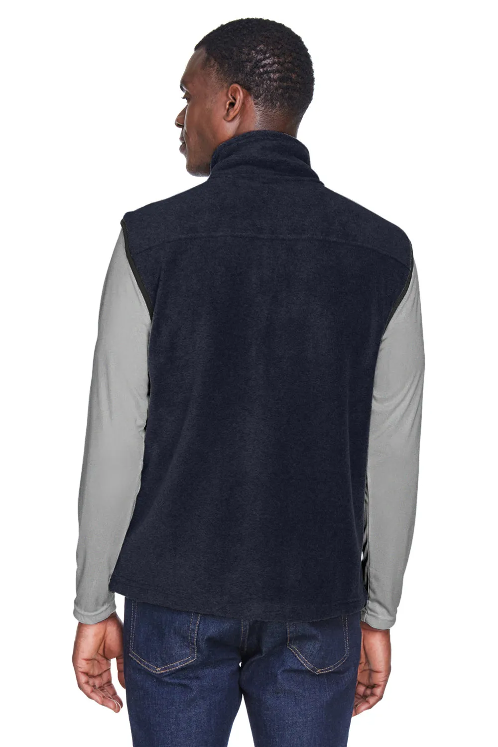 Harriton Mens Pill Resistant Fleece Full Zip Vest - Navy Blue