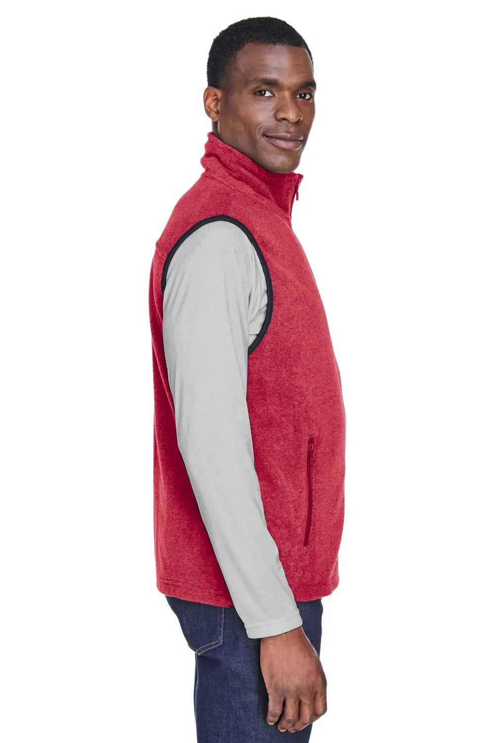 Harriton Mens Pill Resistant Fleece Full Zip Vest - Red