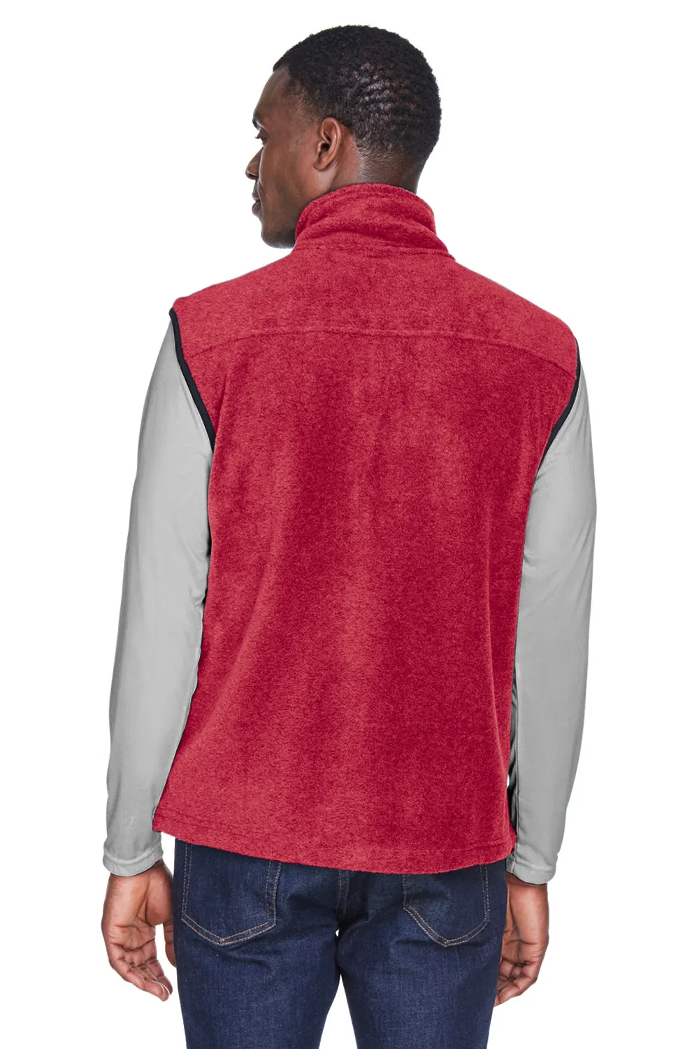 Harriton Mens Pill Resistant Fleece Full Zip Vest - Red
