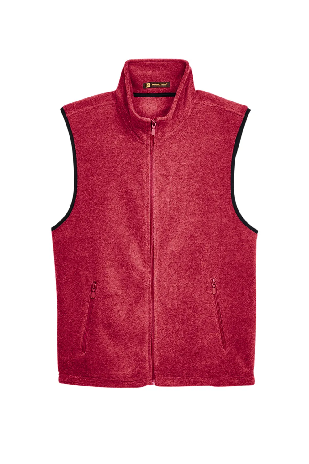 Harriton Mens Pill Resistant Fleece Full Zip Vest - Red