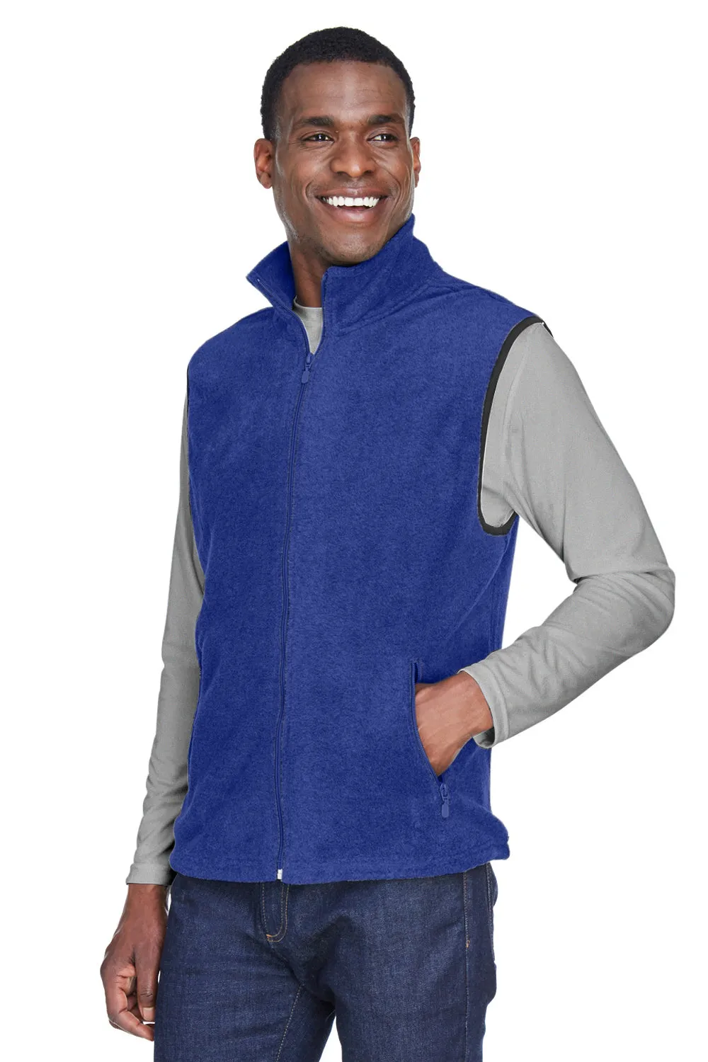 Harriton Mens Pill Resistant Fleece Full Zip Vest - True Royal Blue