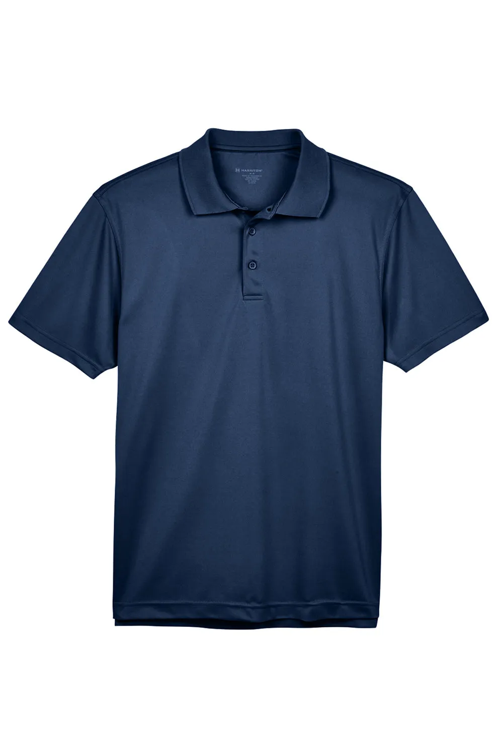 Harriton Mens Polytech Moisture Wicking Short Sleeve Polo Shirt - Navy Blue