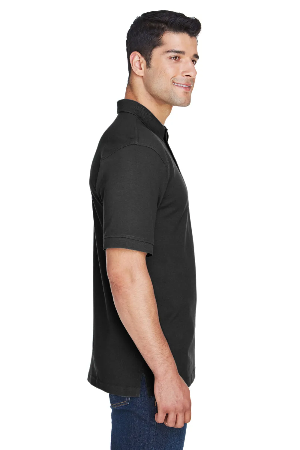 Harriton Mens Short Sleeve Polo Shirt - Black