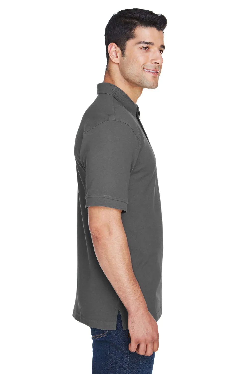 Harriton Mens Short Sleeve Polo Shirt - Charcoal Grey