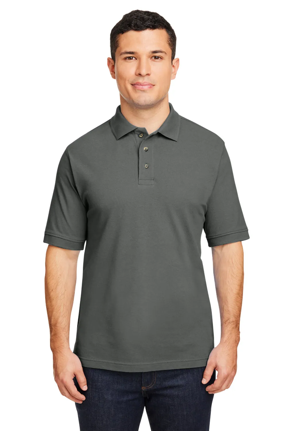 Harriton Mens Short Sleeve Polo Shirt - Charcoal Grey