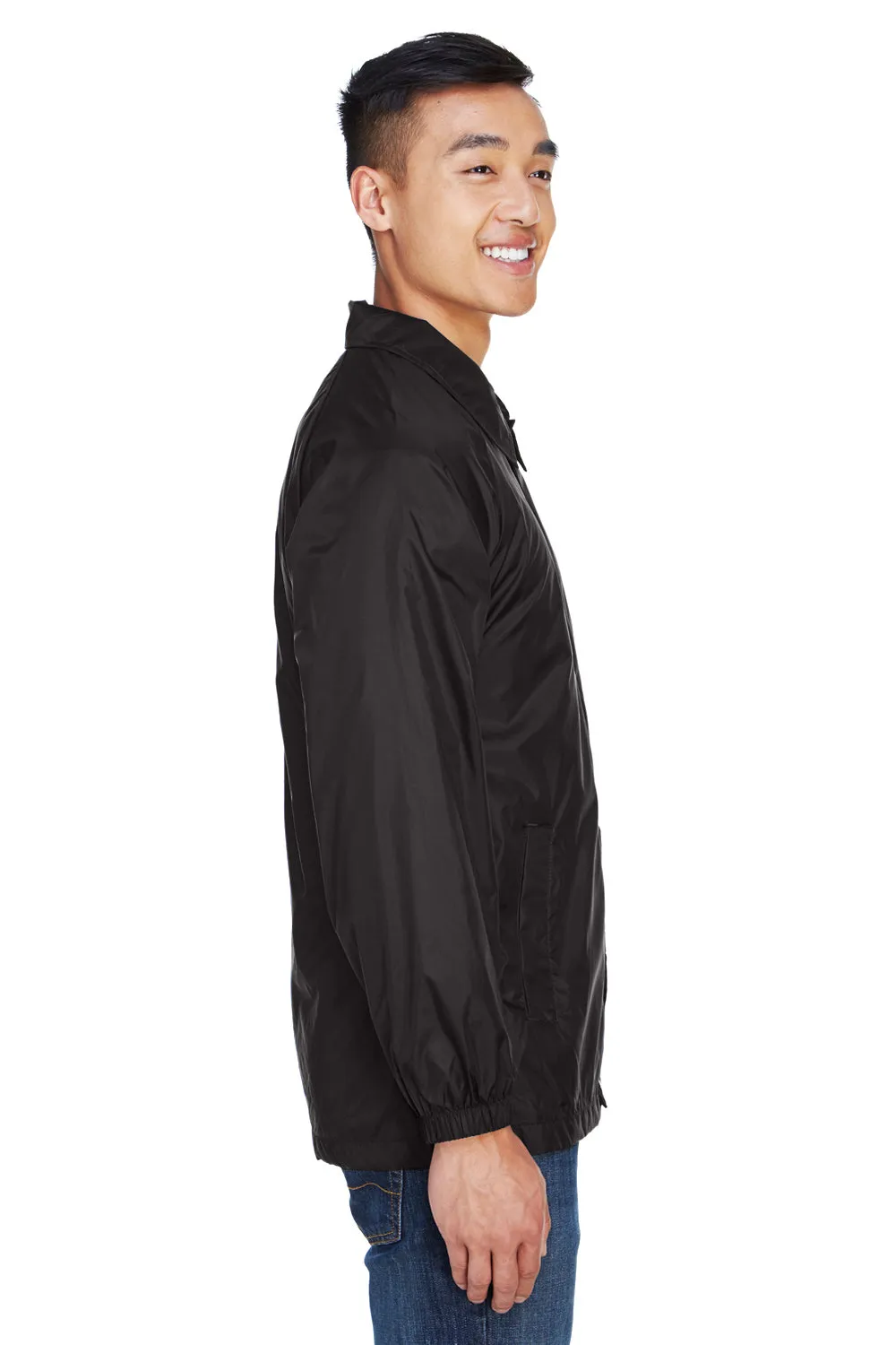 Harriton Mens Wind & Water Resistant Snap Down Staff Jacket - Black