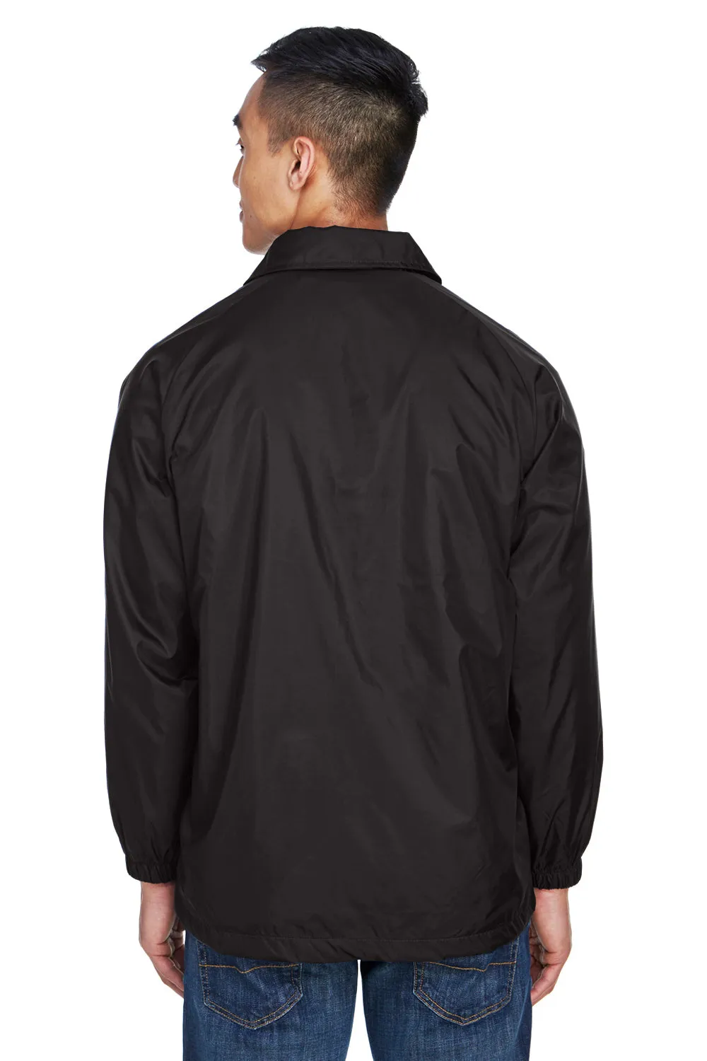 Harriton Mens Wind & Water Resistant Snap Down Staff Jacket - Black