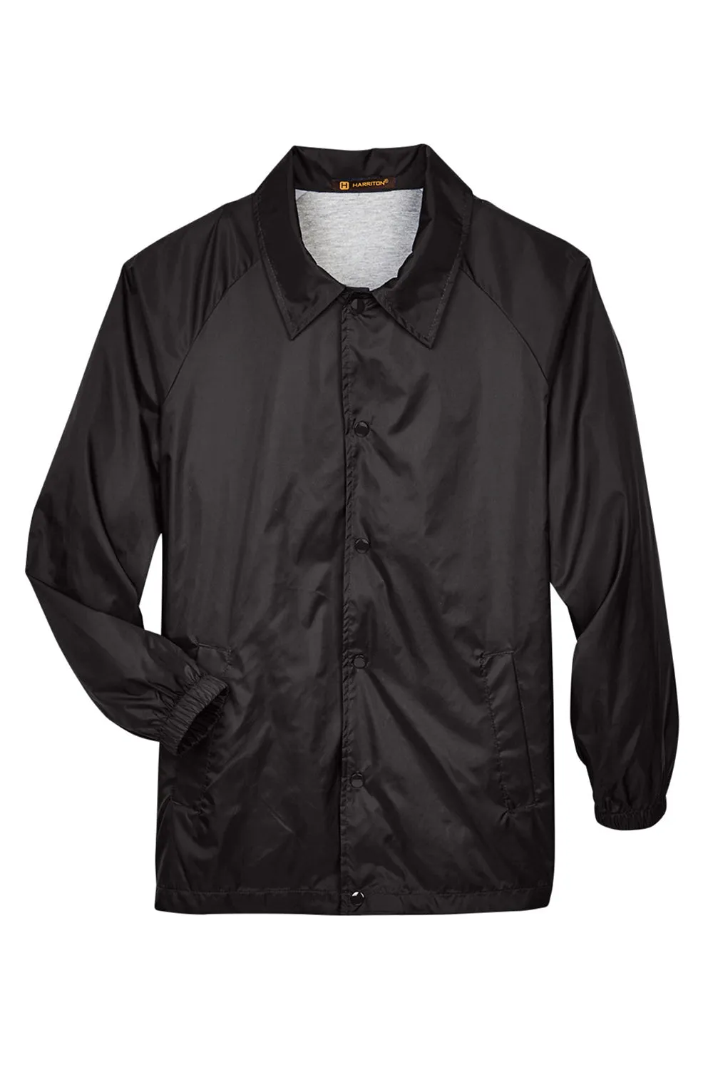 Harriton Mens Wind & Water Resistant Snap Down Staff Jacket - Black