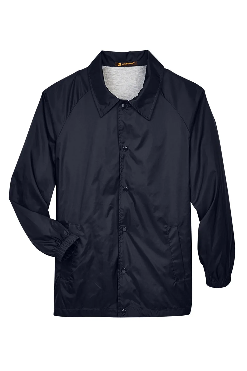 Harriton Mens Wind & Water Resistant Snap Down Staff Jacket - Navy Blue