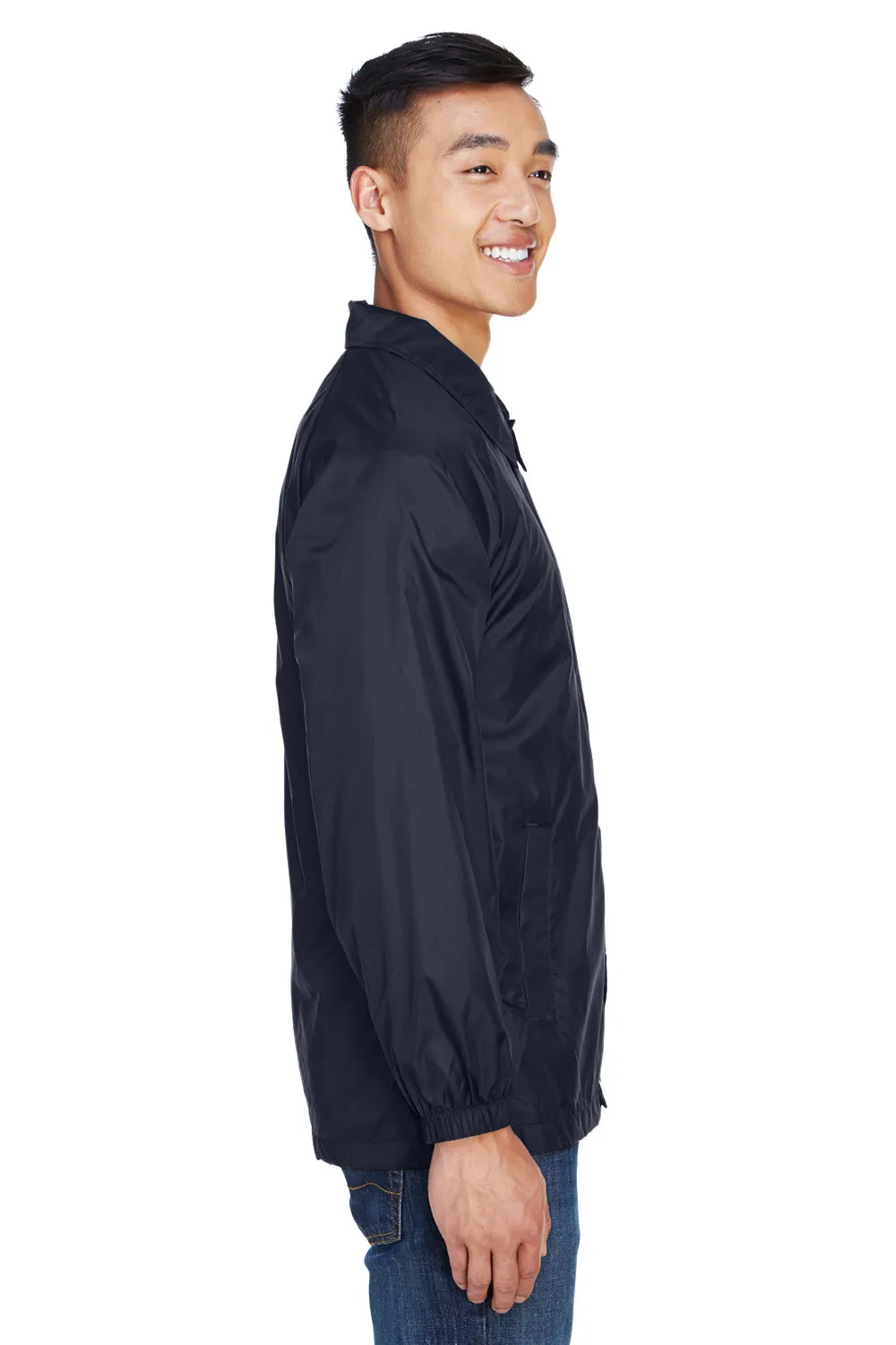 Harriton Mens Wind & Water Resistant Snap Down Staff Jacket - Navy Blue