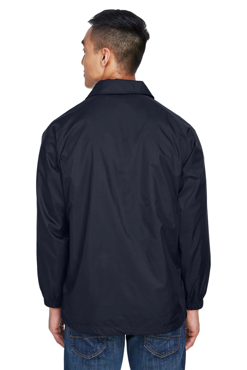 Harriton Mens Wind & Water Resistant Snap Down Staff Jacket - Navy Blue