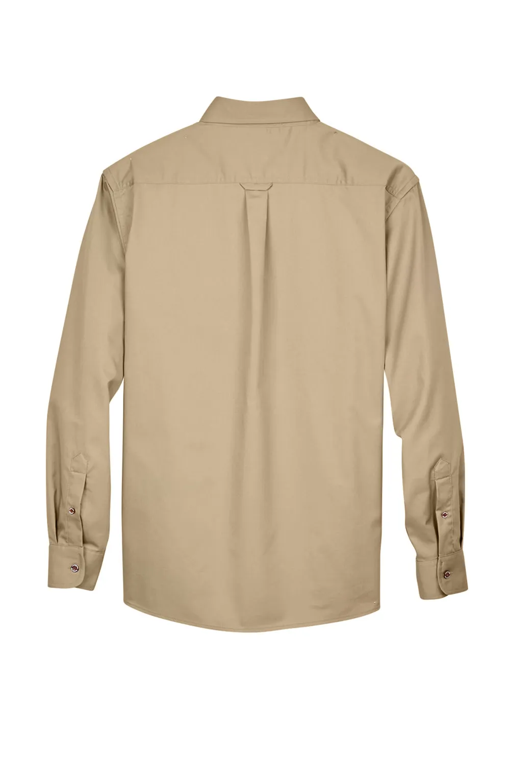 Harriton Mens Wrinkle Resistant Long Sleeve Button Down Shirt w/ Pocket - Stone