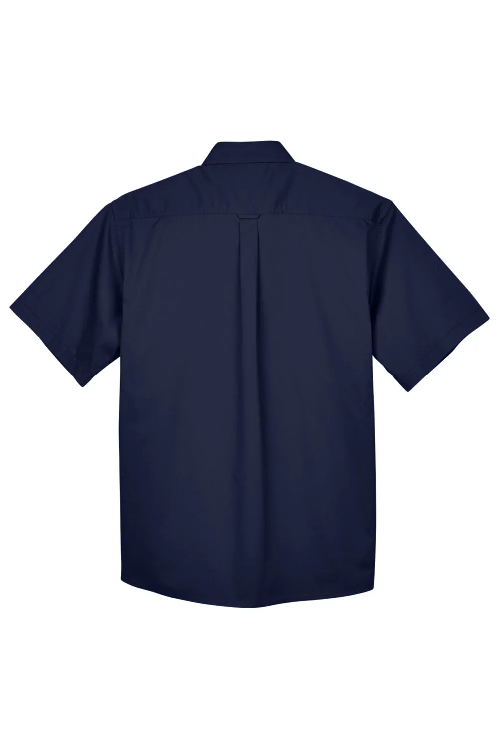 Harriton Mens Wrinkle Resistant Short Sleeve Button Down Shirt w/ Pocket - Navy Blue