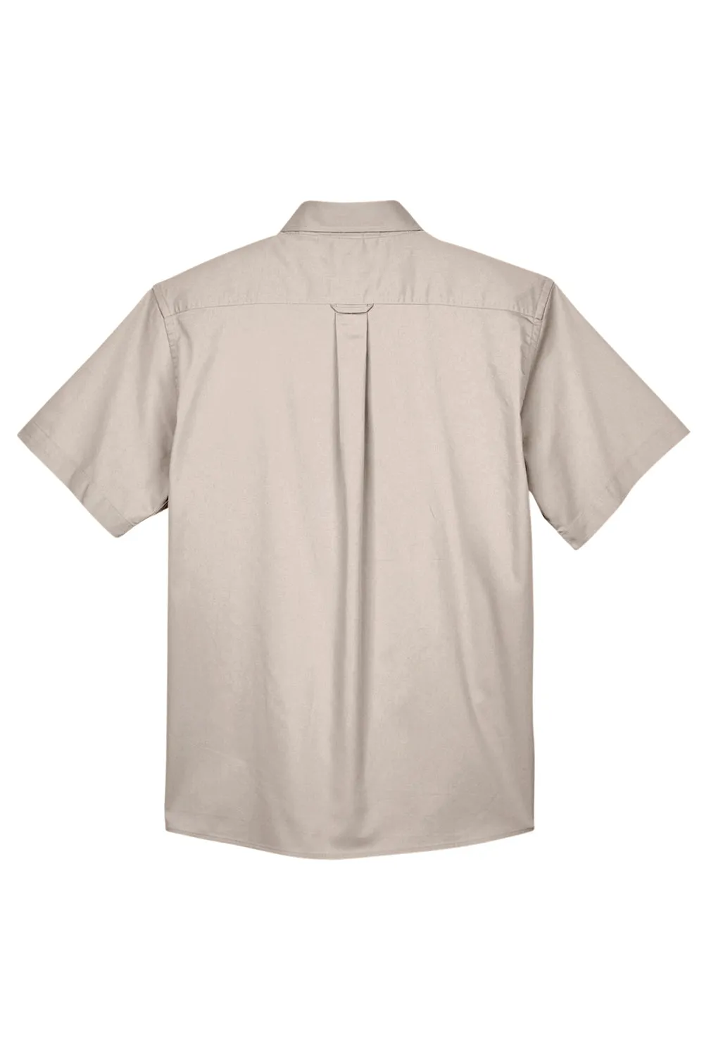 Harriton Mens Wrinkle Resistant Short Sleeve Button Down Shirt w/ Pocket - Stone - Closeout