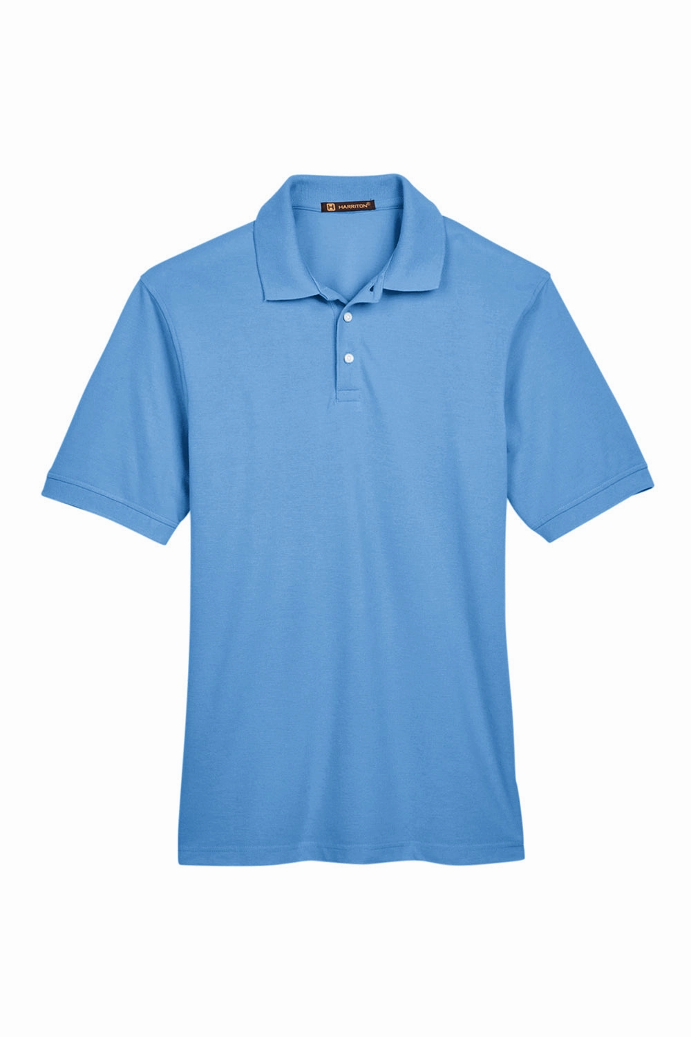 Harriton Mens Easy Blend Wrinkle Resistant Short Sleeve Polo Shirt - Light College Blue