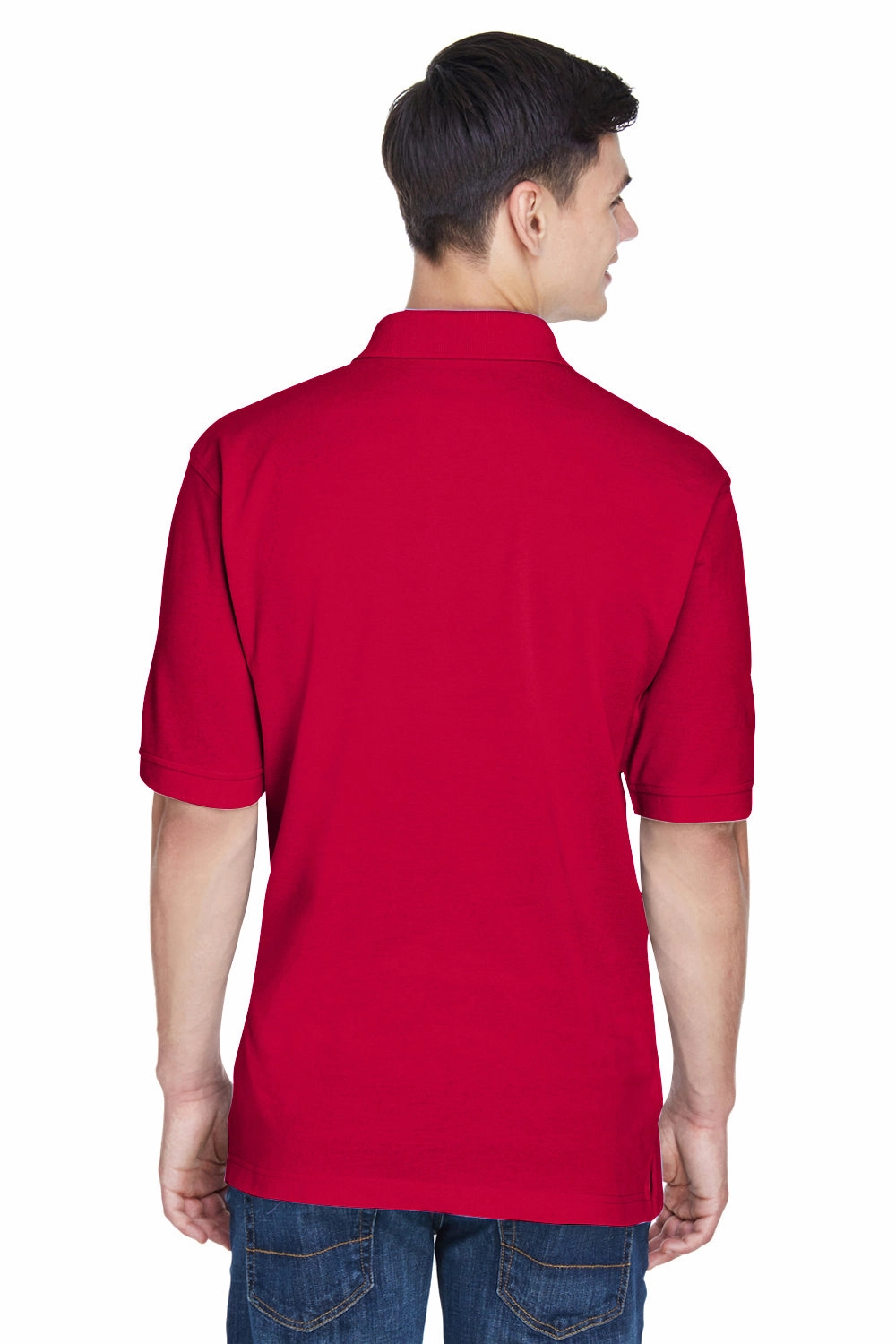 Harriton Mens Easy Blend Wrinkle Resistant Short Sleeve Polo Shirt - Red