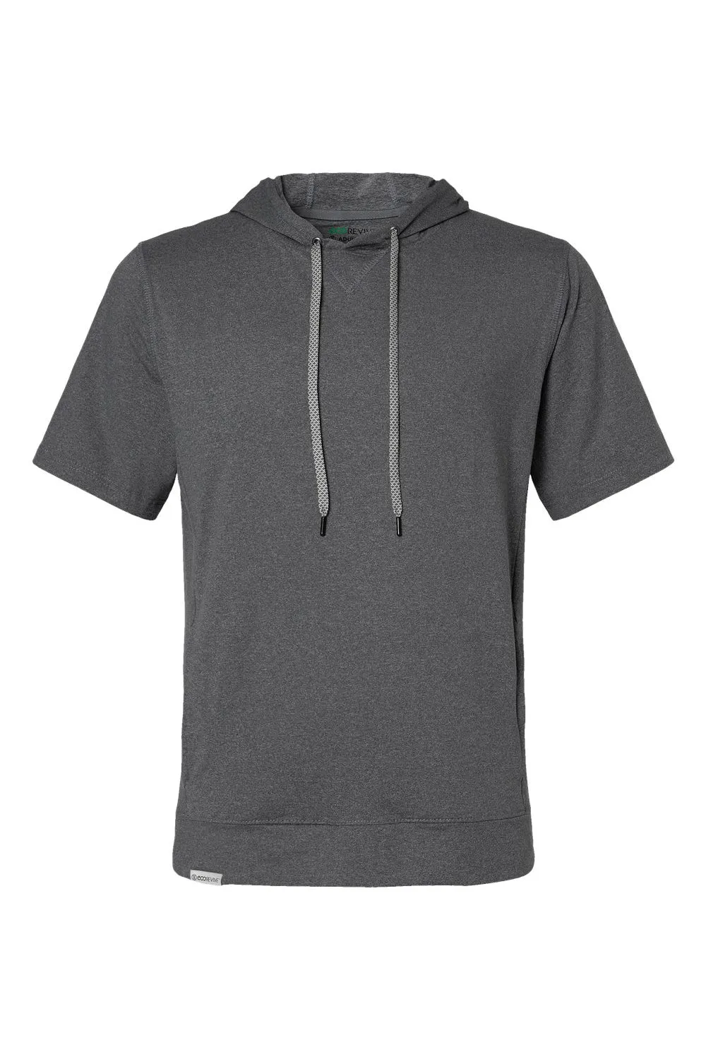 Holloway Mens Eco Revive Ventura Moisture Wicking Short Sleeve Hooded Sweatshirt Hoodie w/ Pockets - Heather Carbon Grey