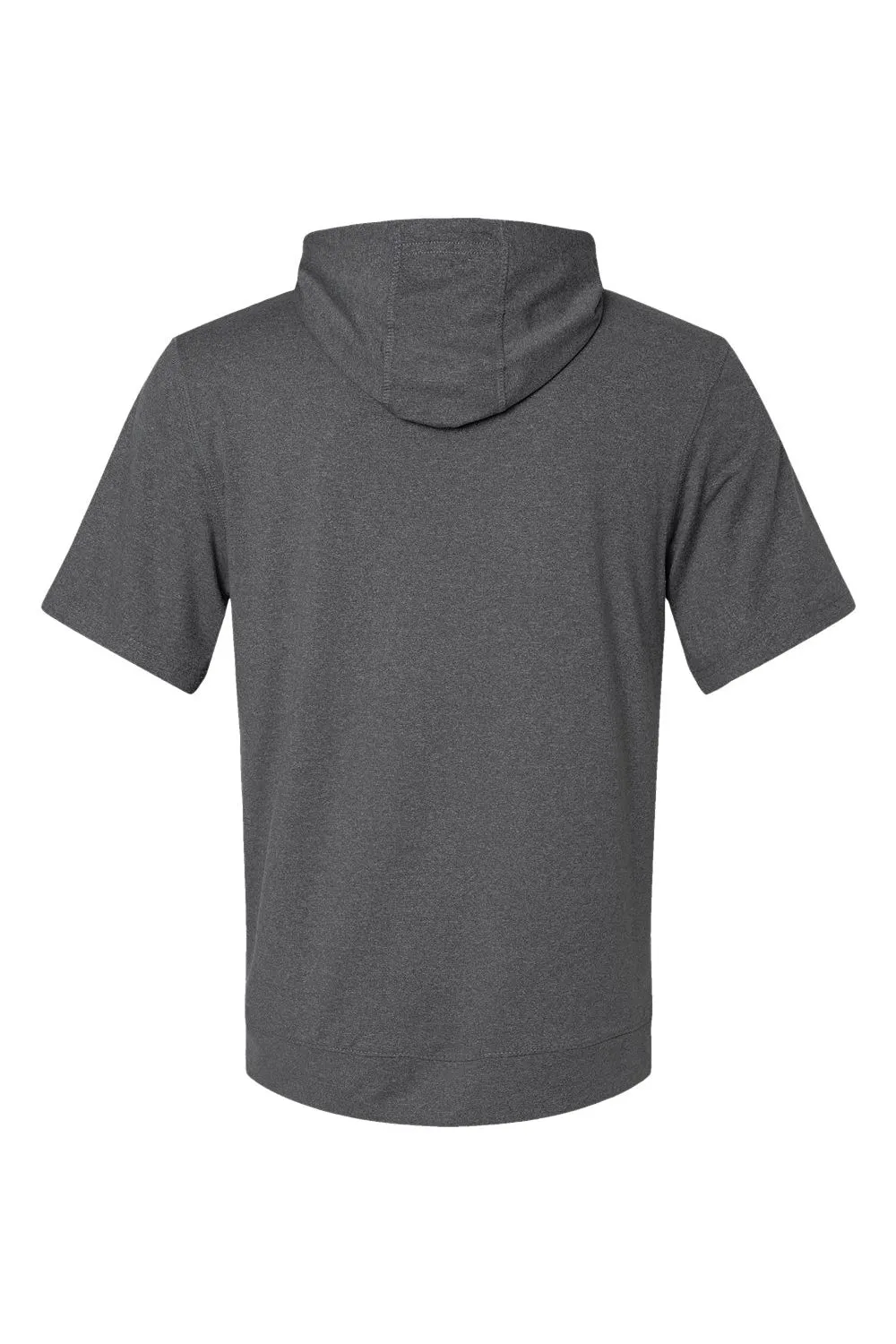 Holloway Mens Eco Revive Ventura Moisture Wicking Short Sleeve Hooded Sweatshirt Hoodie w/ Pockets - Heather Carbon Grey