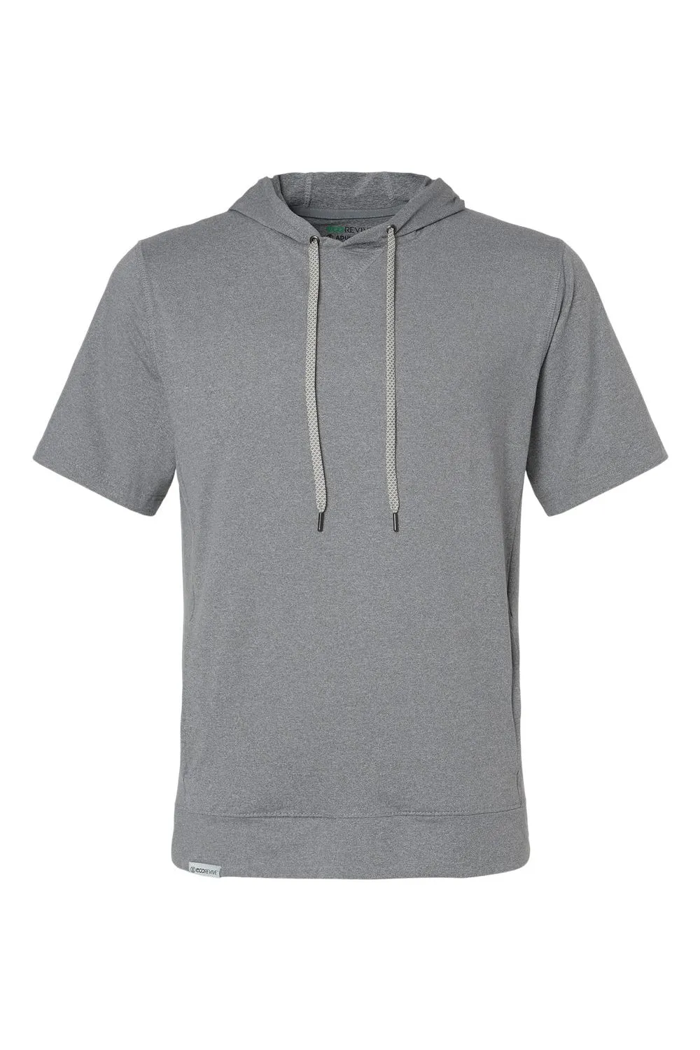 Holloway Mens Eco Revive Ventura Moisture Wicking Short Sleeve Hooded Sweatshirt Hoodie w/ Pockets - Heather Grey