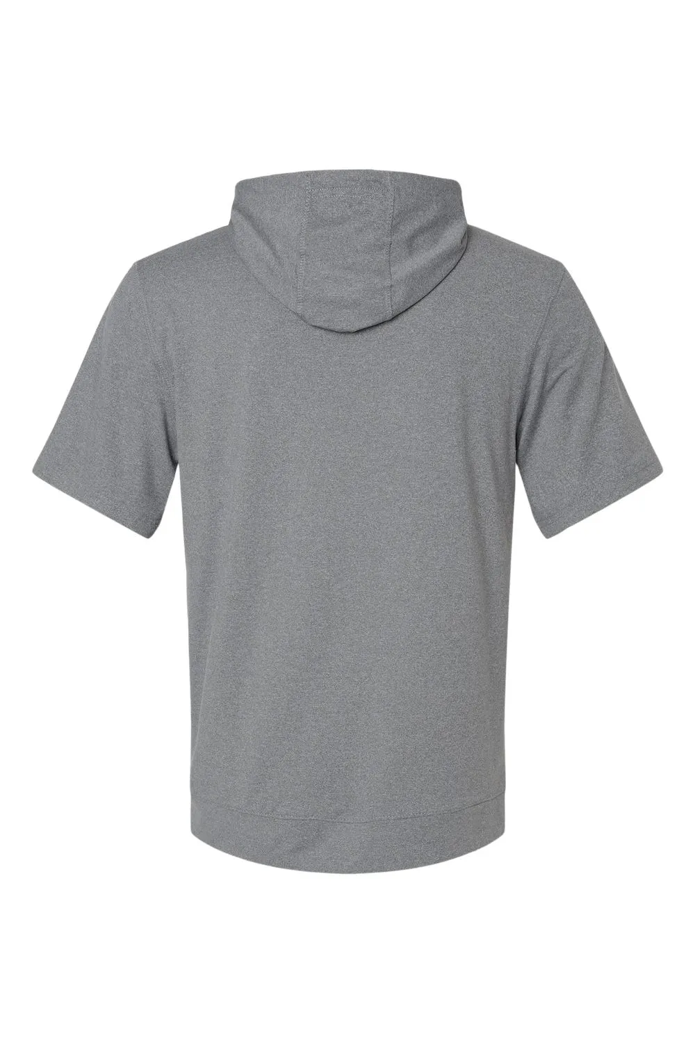 Holloway Mens Eco Revive Ventura Moisture Wicking Short Sleeve Hooded Sweatshirt Hoodie w/ Pockets - Heather Grey