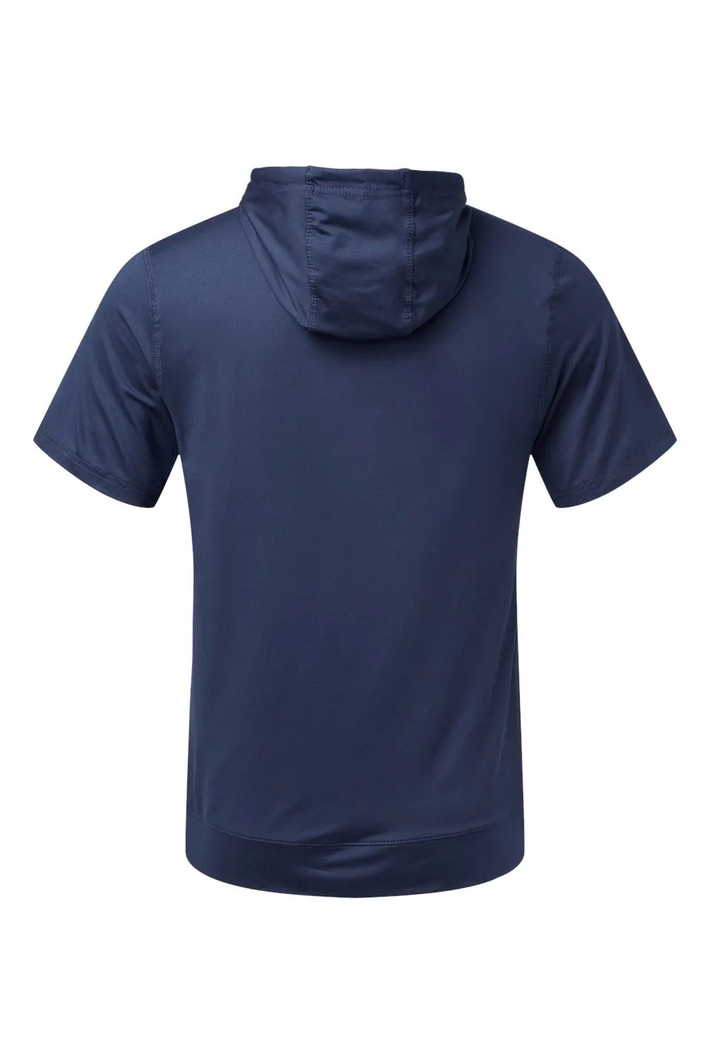 Holloway Mens Eco Revive Ventura Moisture Wicking Short Sleeve Hooded Sweatshirt Hoodie w/ Pockets - Navy Blue