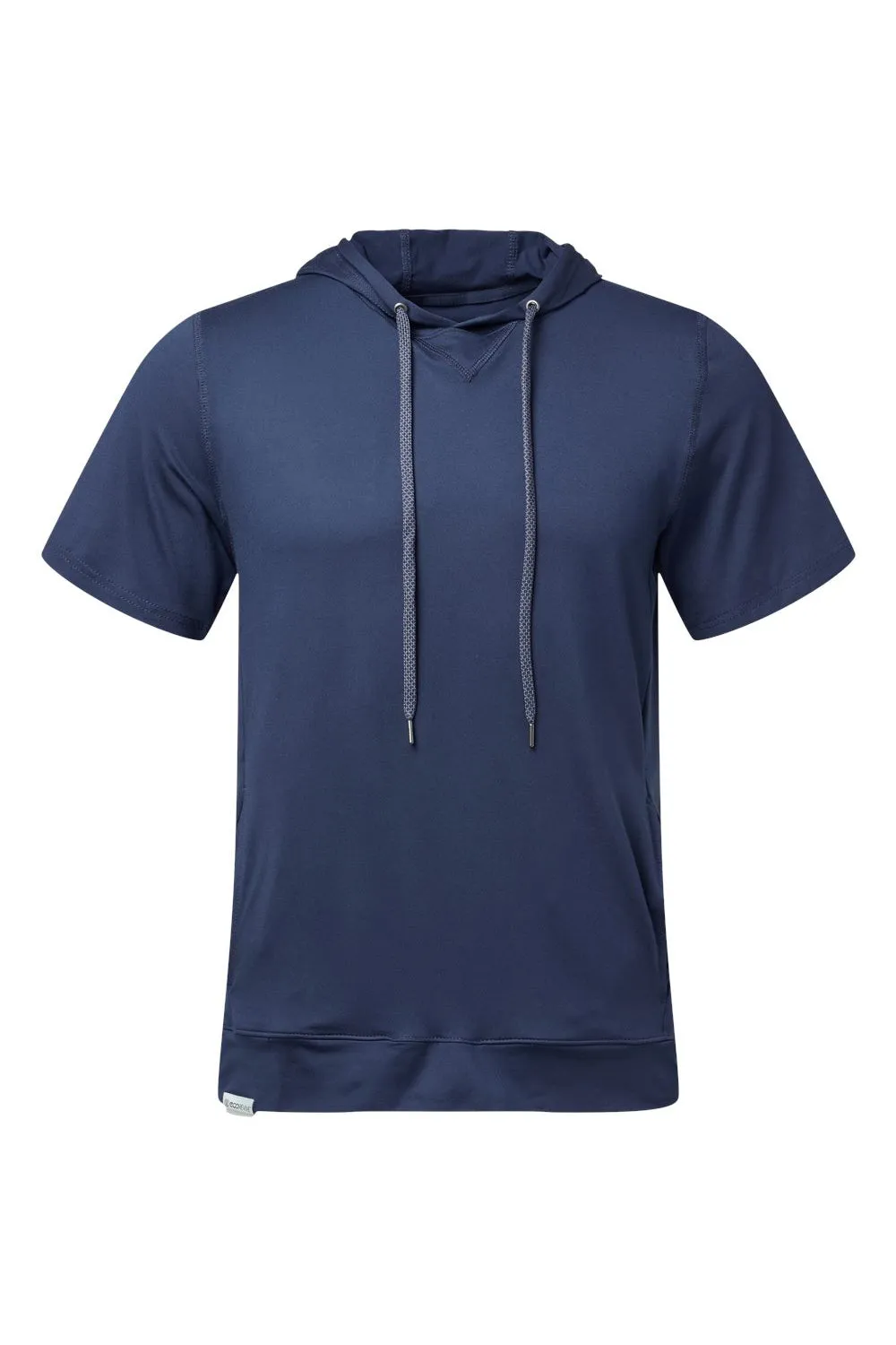 Holloway Mens Eco Revive Ventura Moisture Wicking Short Sleeve Hooded Sweatshirt Hoodie w/ Pockets - Navy Blue