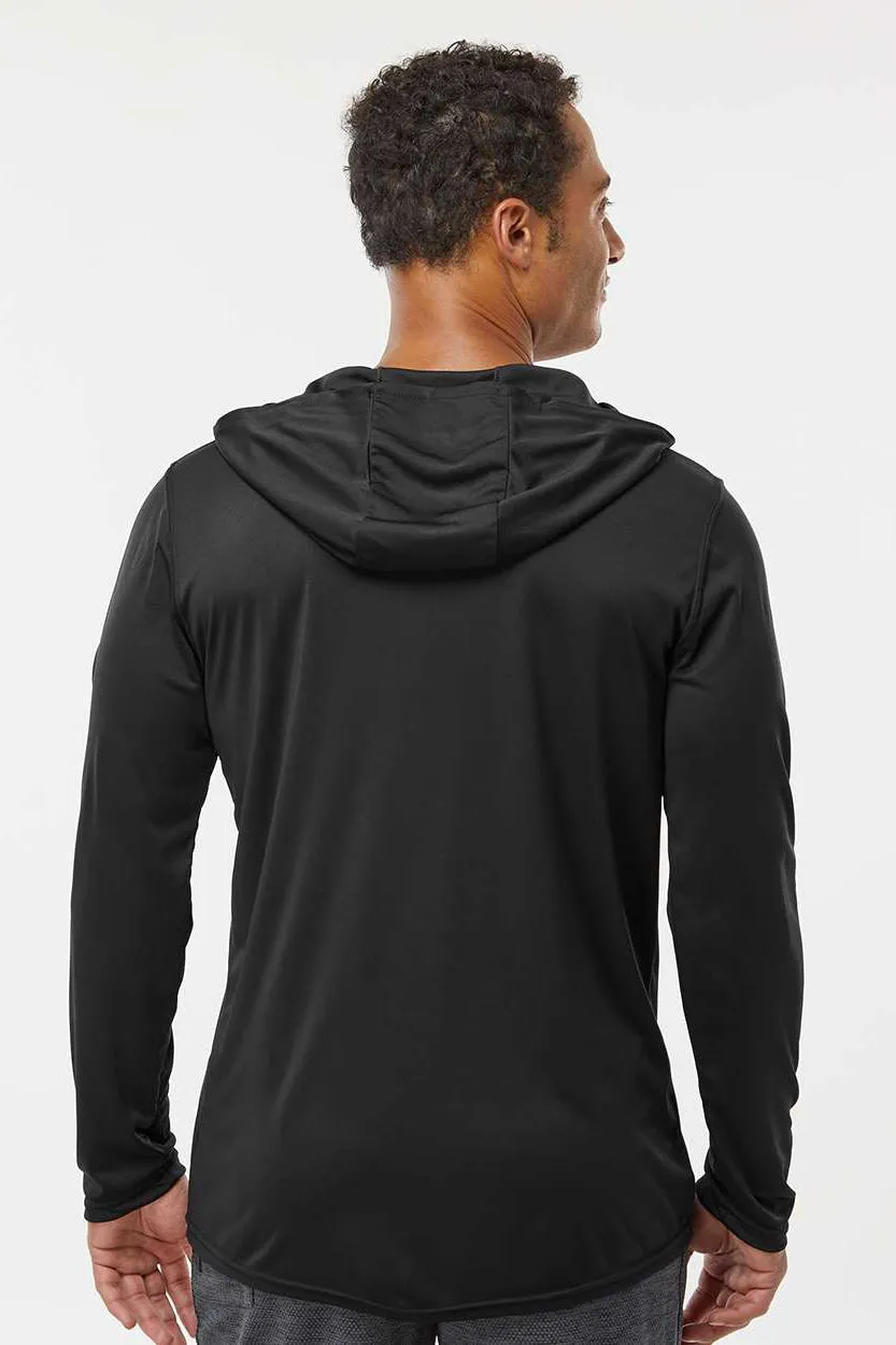 Holloway Mens Momentum Moisture Wicking Hooded Long Sleeve T-Shirt Hoodie - Black