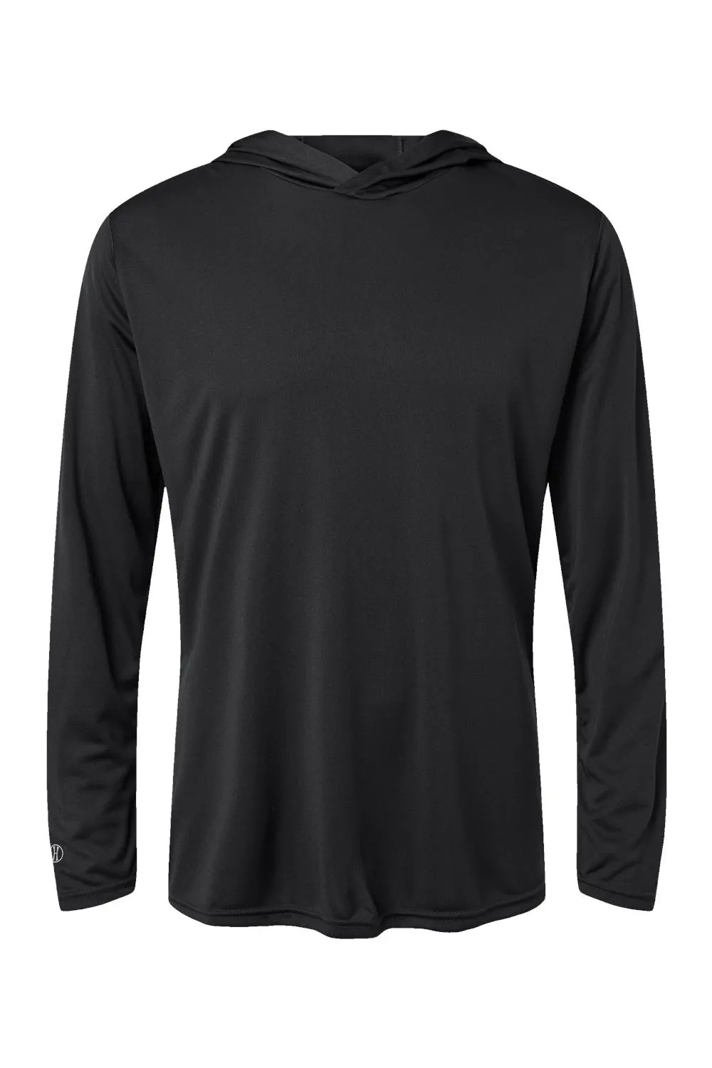 Holloway Mens Momentum Moisture Wicking Hooded Long Sleeve T-Shirt Hoodie - Black