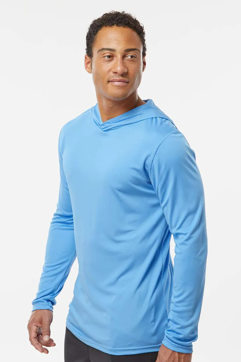 Holloway Mens Momentum Moisture Wicking Hooded Long Sleeve T-Shirt Hoodie - Columbia Blue