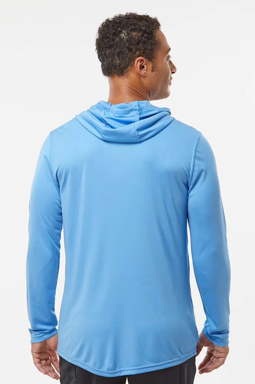 Holloway Mens Momentum Moisture Wicking Hooded Long Sleeve T-Shirt Hoodie - Columbia Blue