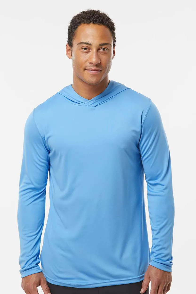 Holloway Mens Momentum Moisture Wicking Hooded Long Sleeve T-Shirt Hoodie - Columbia Blue