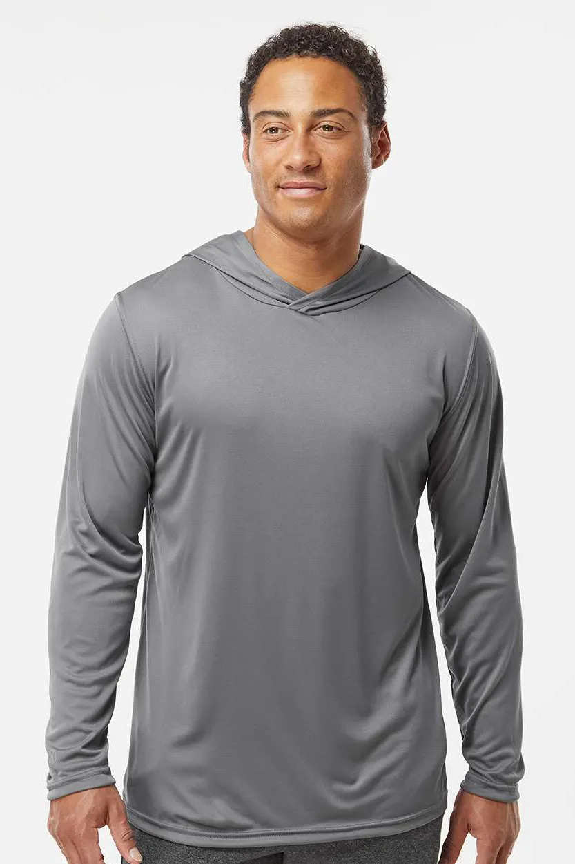 Holloway Mens Momentum Moisture Wicking Hooded Long Sleeve T-Shirt Hoodie - Graphite Grey
