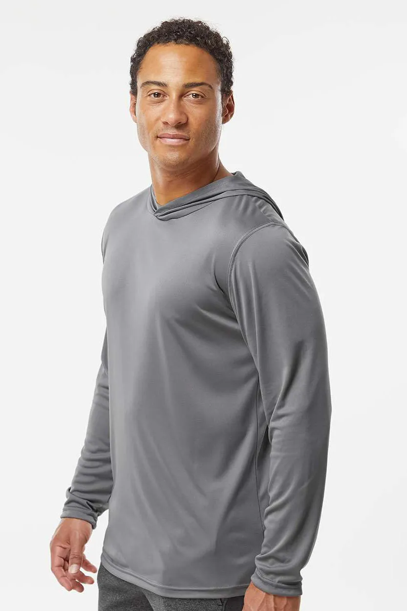Holloway Mens Momentum Moisture Wicking Hooded Long Sleeve T-Shirt Hoodie - Graphite Grey