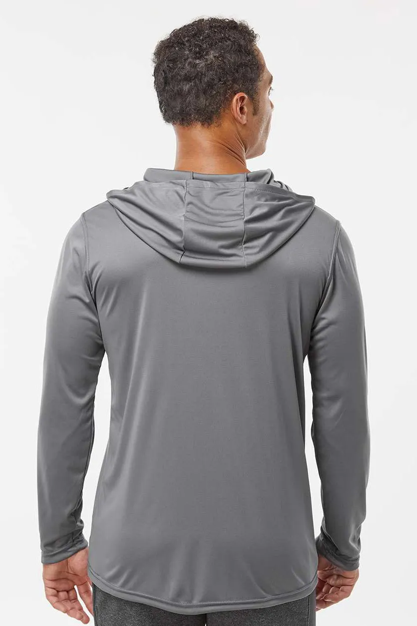 Holloway Mens Momentum Moisture Wicking Hooded Long Sleeve T-Shirt Hoodie - Graphite Grey