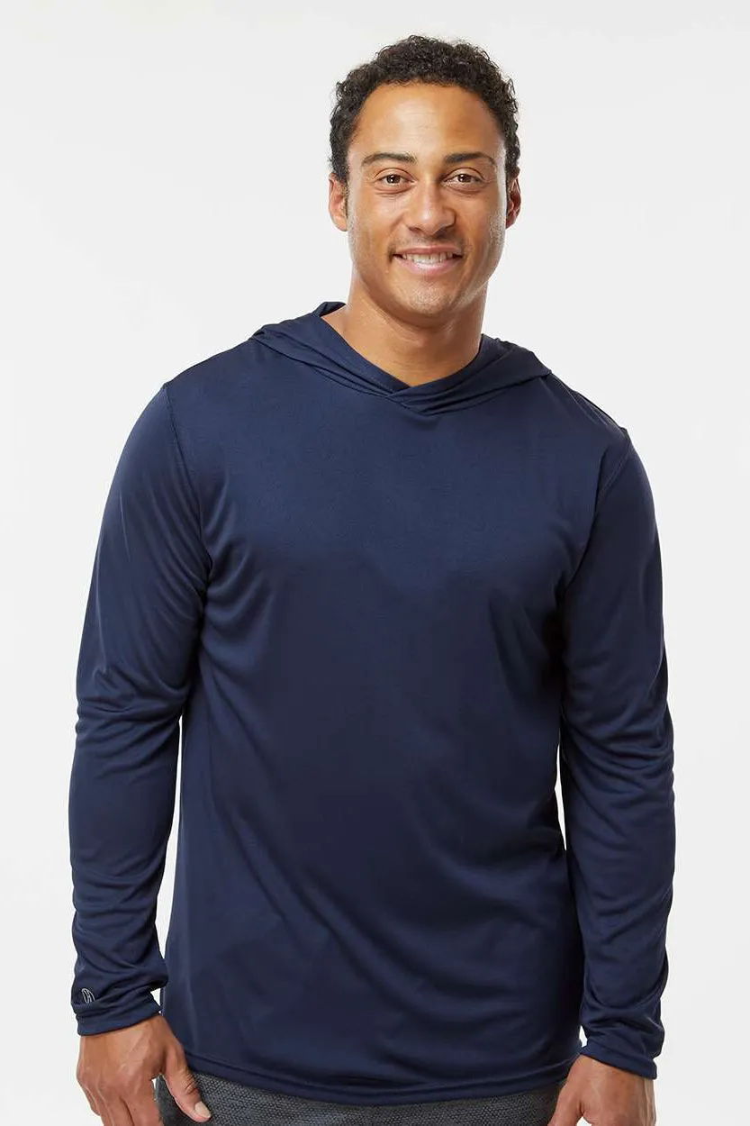 Holloway Mens Momentum Moisture Wicking Hooded Long Sleeve T-Shirt Hoodie - Navy Blue