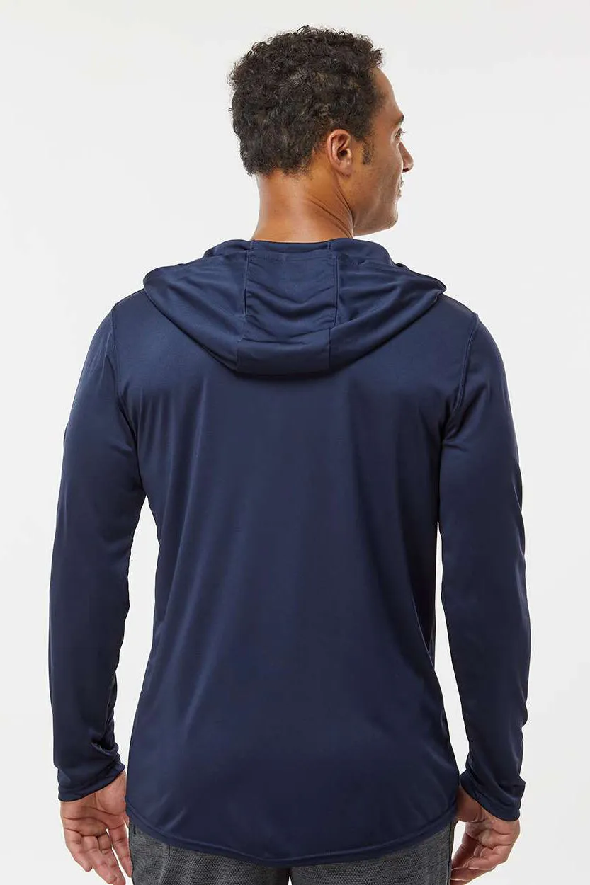 Holloway Mens Momentum Moisture Wicking Hooded Long Sleeve T-Shirt Hoodie - Navy Blue
