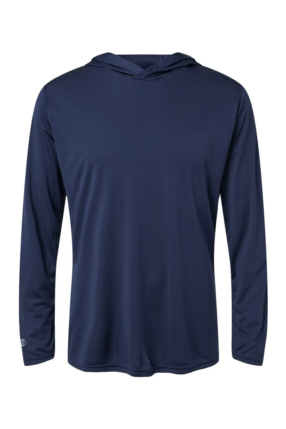 Holloway Mens Momentum Moisture Wicking Hooded Long Sleeve T-Shirt Hoodie - Navy Blue