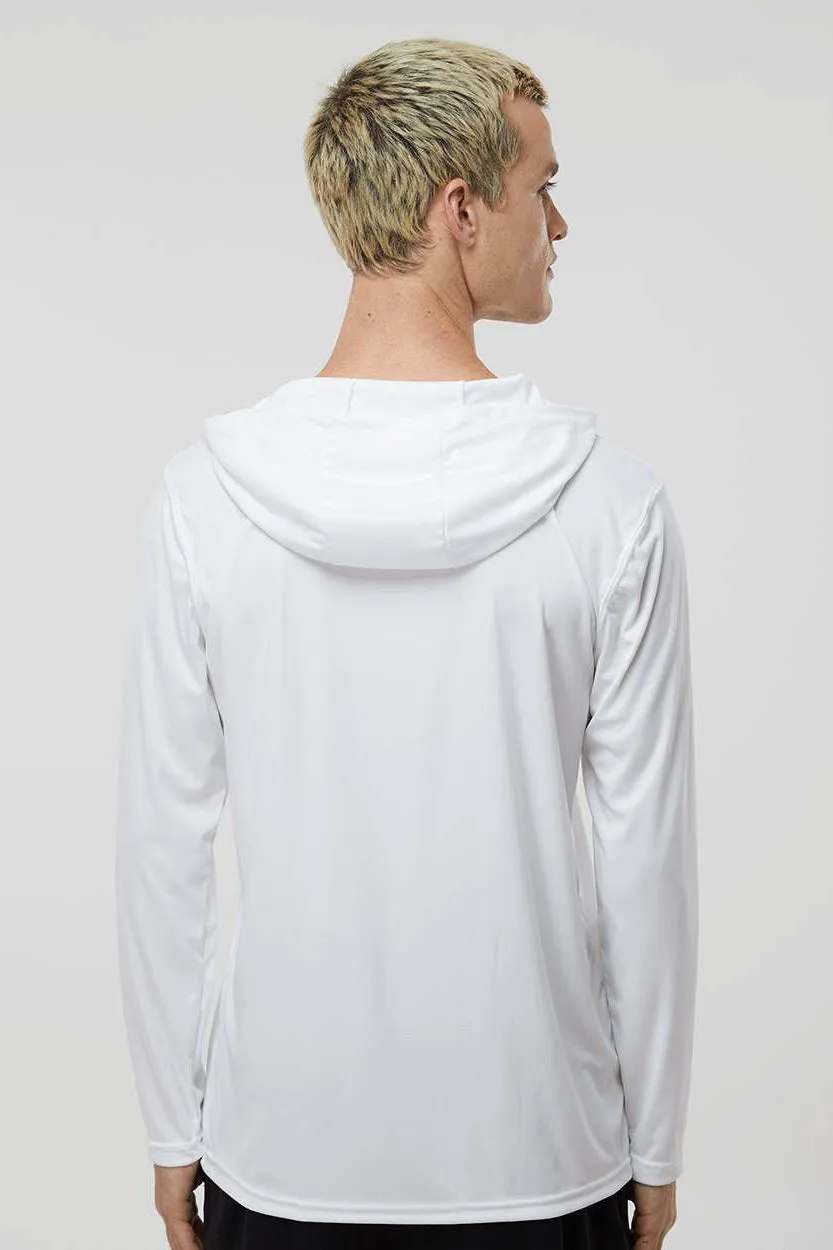 Holloway Mens Momentum Moisture Wicking Hooded Long Sleeve T-Shirt Hoodie - White